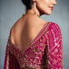 Roopkala Pure Tissue Silk Saree in Rani Pink — Moti & Cutdana Work with Heavy Handwork Border