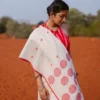 Off White Handloom Bengal Cotton Saree with Checks & Buttas