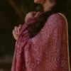 Dusty Pink Handloom Banarasi Jamdani Saree with Floral Vine Motifs & Mango Butta Pallu