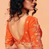 Sia Soft Organza Saree in Orange — Stone Work, Zari & Sequins