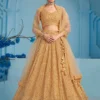 Beautiful Beige Thread Work Georgette Wedding Lehenga Choli with Sequin Net Dupatta