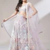Beautiful Lavender Sequins Net Bridesmaid Lehenga Choli with Embroidered Dupatta