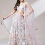 Beautiful Lavender Sequins Net Bridesmaid Lehenga Choli with Embroidered Dupatta