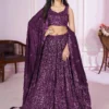 Beautiful Purple Sequins Georgette Wedding Lehenga Choli with Embroidered Dupatta