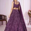 Beautiful Purple Sequins Georgette Wedding Lehenga Choli with Embroidered Dupatta