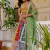 Incredible Multi-Color Sequins Georgette Wedding Lehenga Choli with Green Net Dupatta