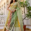 Incredible Multi-Color Sequins Georgette Wedding Lehenga Choli with Green Net Dupatta