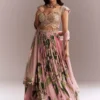 Pink Floral Printed Bridesmaid Lehenga