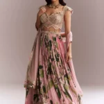 Pink Floral Printed Bridesmaid Lehenga