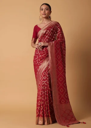 Red banarasi saree